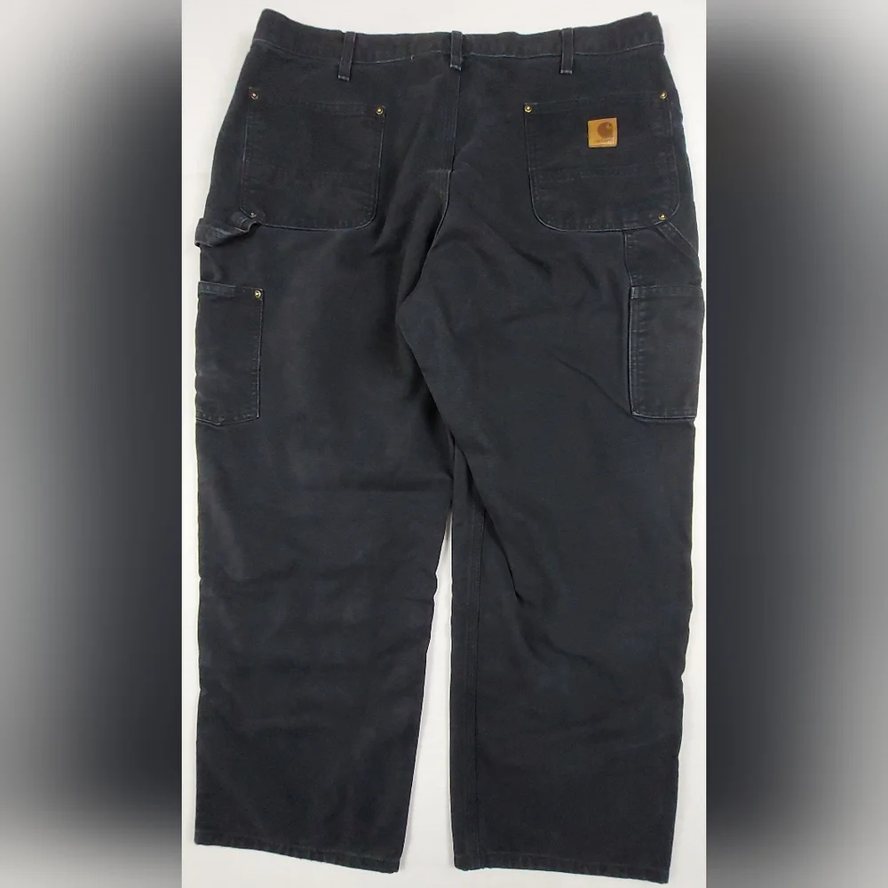 Carhartt Duck Double Knee Dungaree Mens 40x30 Black Loose Fit Pants B136 BLK